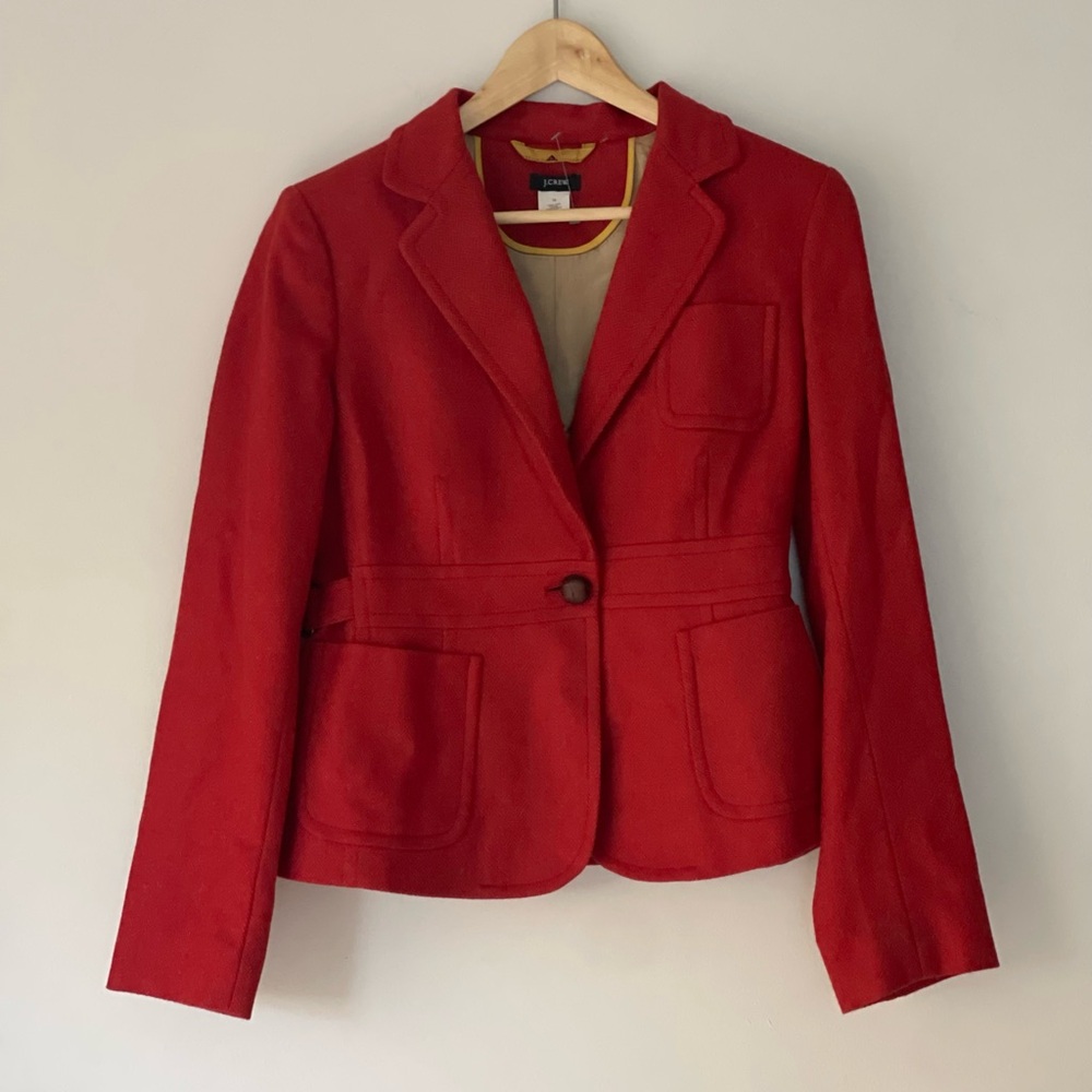 Red Wool Blazer - J. Crew By Robert Noble Lined Scottish View 4